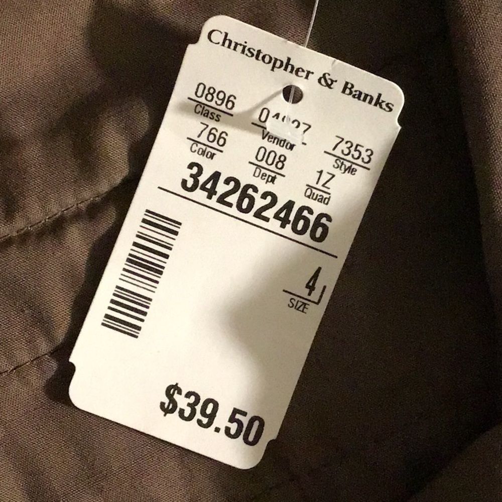 CHRISTOPHER & BANKS Capris Pants Brown Comfort Stretch Button Cuff Size 4 - Picture 7 of 7